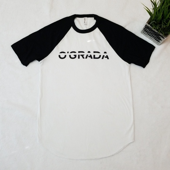 O'Grada Men's Black and White Classic Baseball Tee - Picture 1 of 3